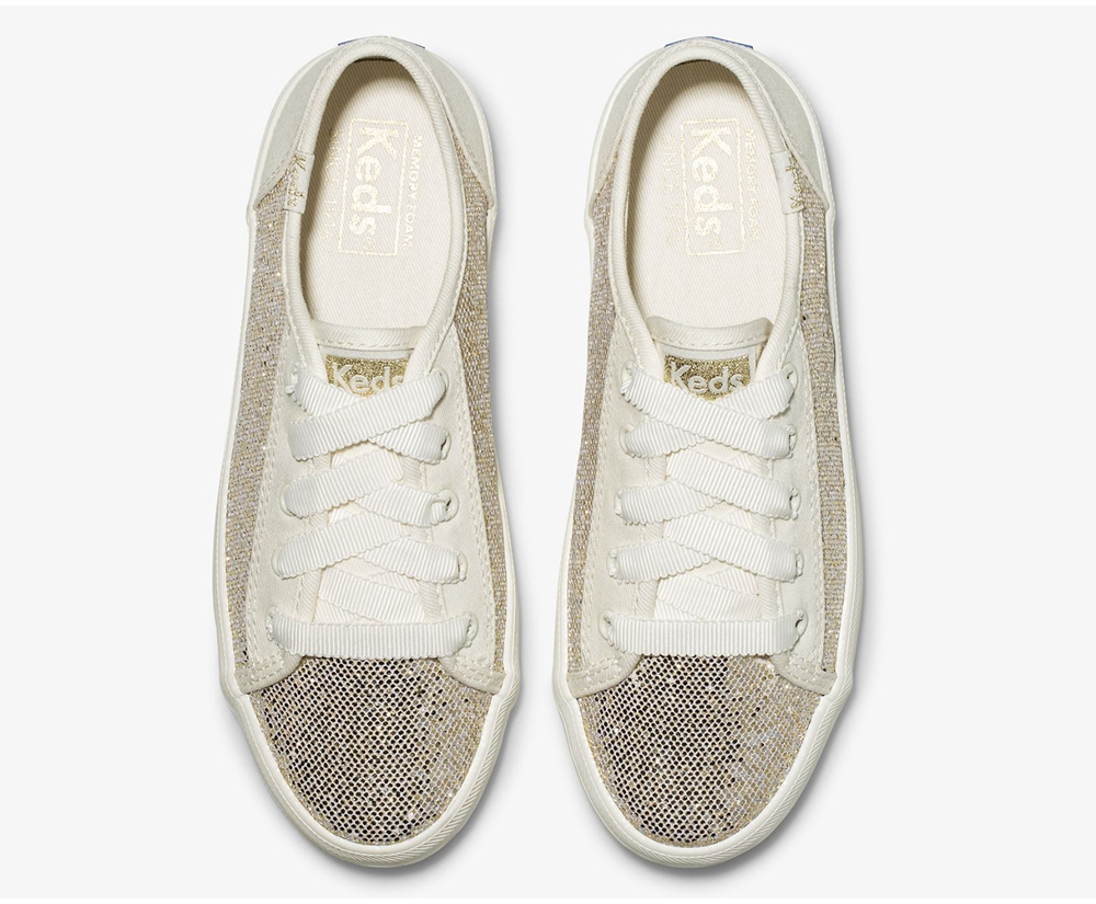 Keds Sneakers White - Kickstart Metallic Sparkle - Kids RLMSTU-618